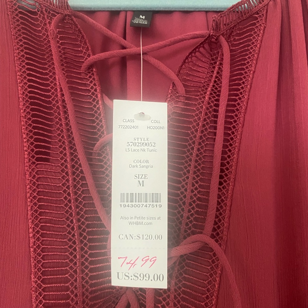 White House black market Medium sangria blouse